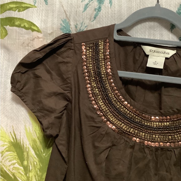 St Johns Bay blouse with sequins NWT size Small 34$ great gift idea - Picture 6 of 9